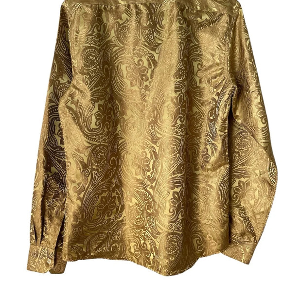 BARRY.WANG Men’s Woven Paisely Silk LS Button Down Small Dress Shirt BNWT - Picture 6 of 9